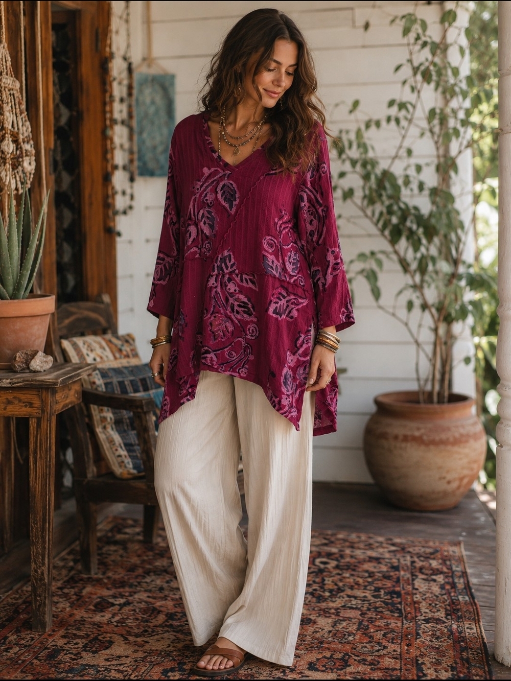 Soft Surroundings Floral V-Neck Tunic
